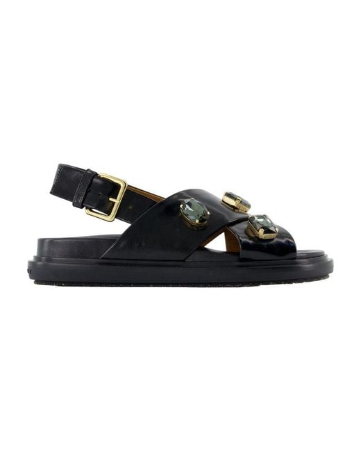 Marni Black Flat Sandals