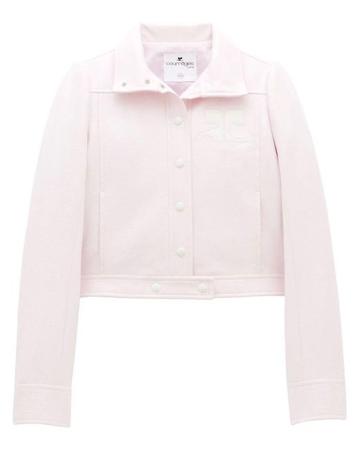 Courreges Pink Cropped Structured Jacket With High Collar