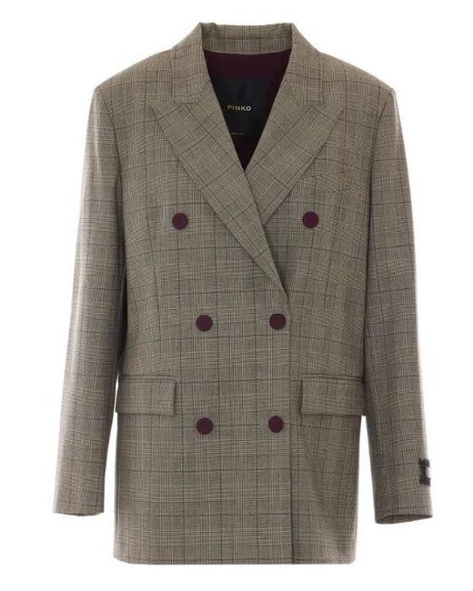 Pinko Gray Polyester Wool Jacket