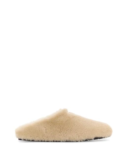 Prada Natural Sand Shearling Slippers