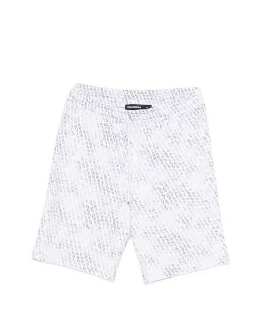 Women's White Logo-Pattern Drawstring Shorts