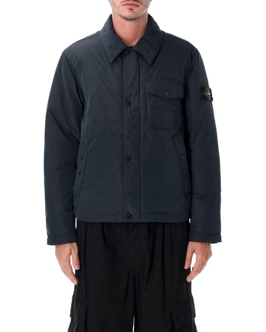 Stone Island Blue Down Padded Coach Jacket for men