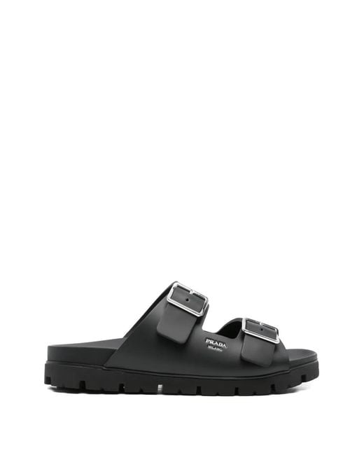 Prada Black Strap Sandals With Buckle