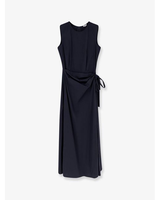 Women's Blue Cotton Blend Long Dress