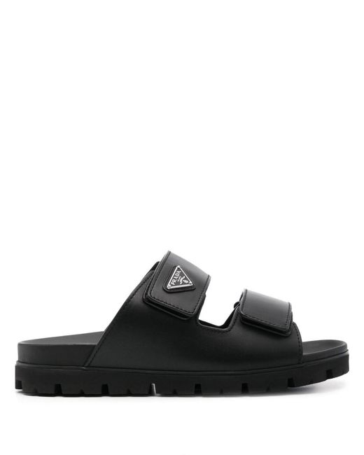 Prada Black Leather Strap Sandals for men