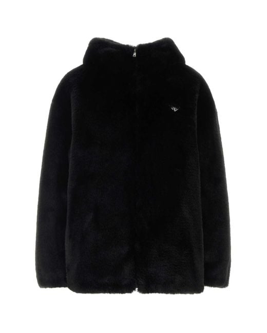 Prada Black Textured Hood Jacket
