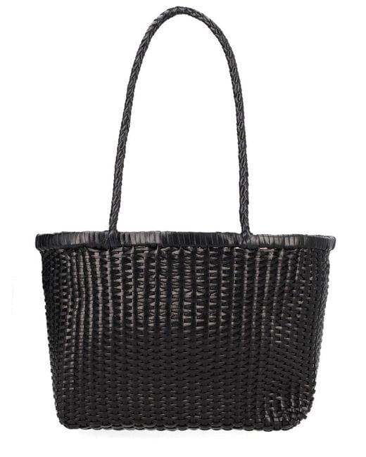 Dragon Diffusion Black Woven Leather Tote Bag