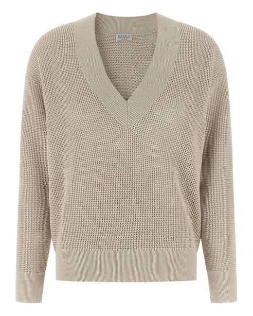 Brunello Cucinelli Gray Cotton Cardigan Clothing