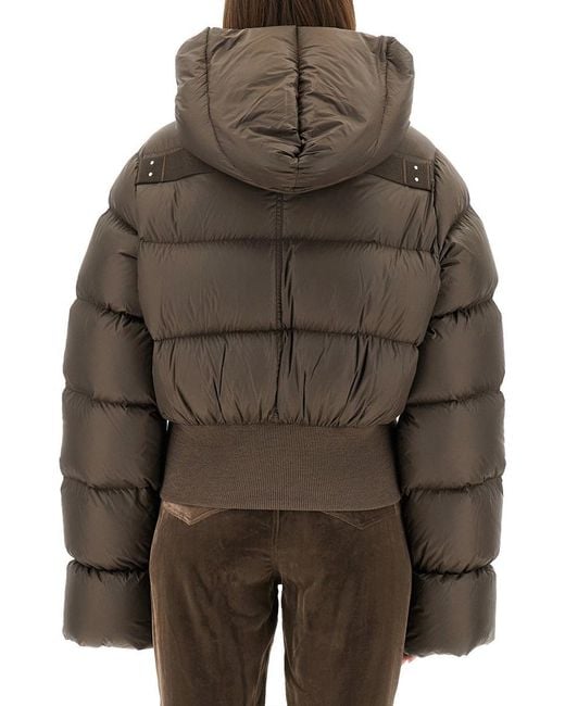 Rick Owens Brown Quilted Nylon Down Jacket