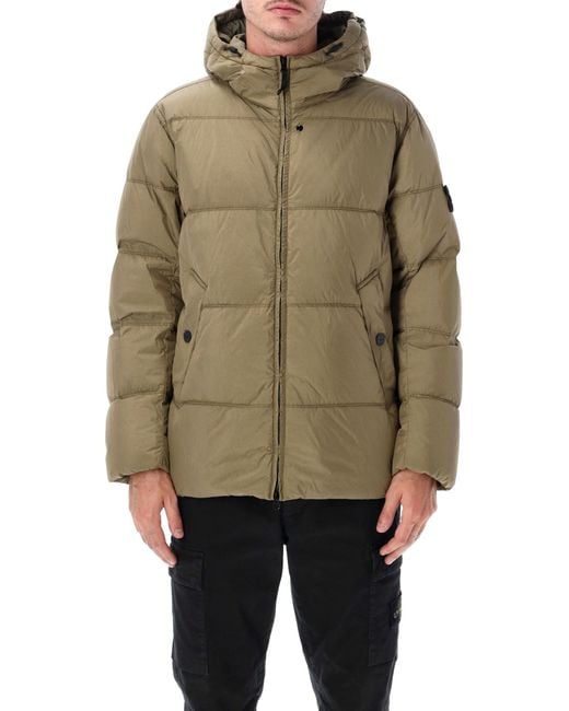 Stone Island Green Crinkle Bomber Jacket for men