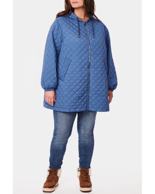 Bernardo Quilted Swing Coat in Blue Lyst