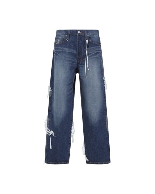 MASTERMIND WORLD Blue Patchwork Jeans for men