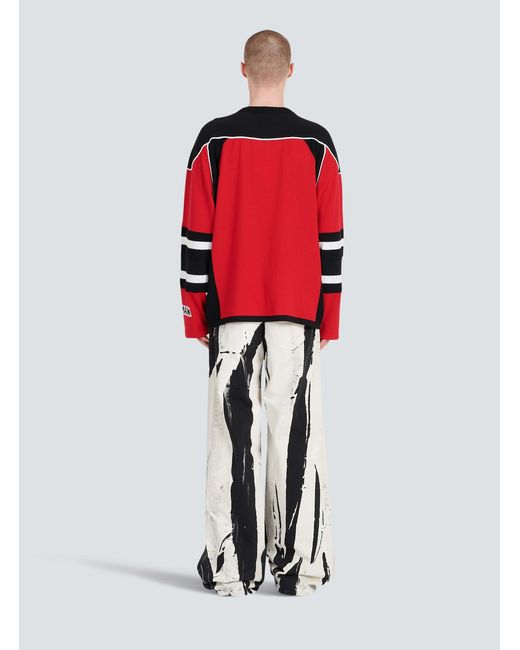 Balmain Red Boxy Sweater for men