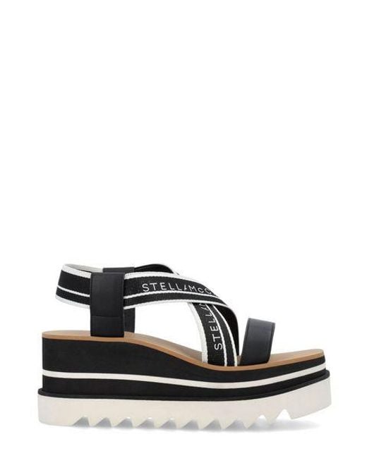 Stella McCartney Black Cross Strap Raffia Platform Sandals for men