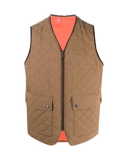 DSquared² Brown Reversible Quilted Vest Jacket for men