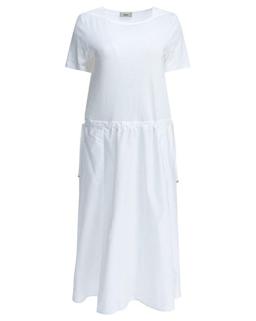 Herno White Flared Midi Dress