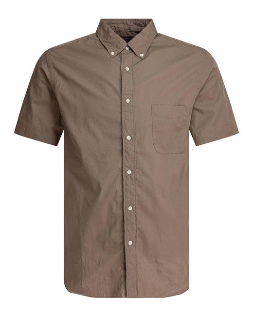 Men's Brown Shirt With Button-down Collar Shirts Beige