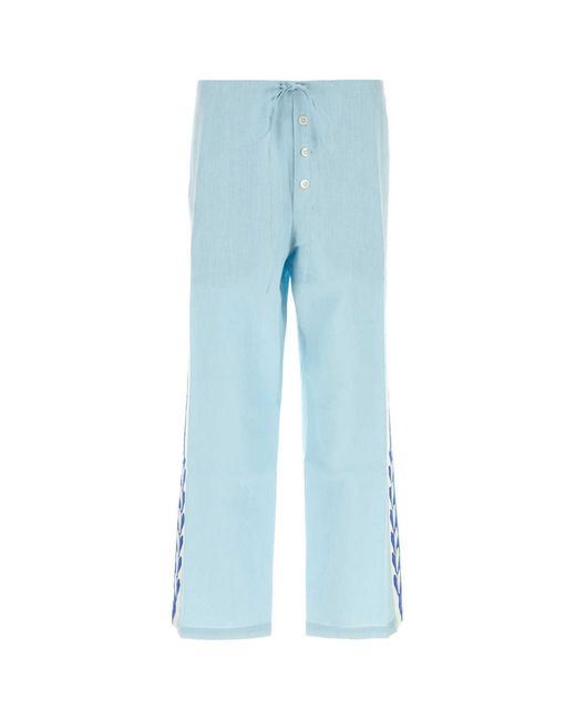 Men's Blue Light Linen Pant
