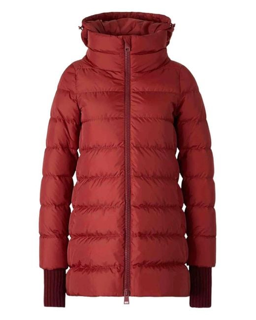 Herno Red Hooded Zip-Up Padded Jacket