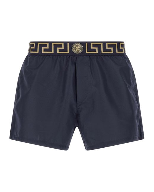 Men's Blue Polyester Swimming Shorts