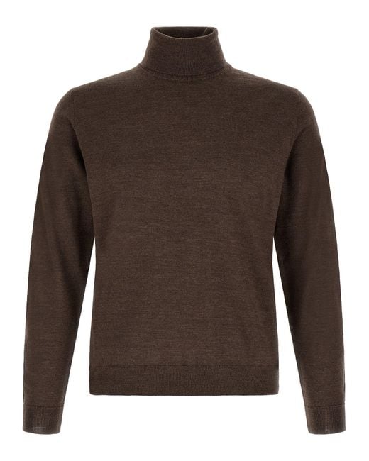 Zanone Brown Turtle-Neck Sweater for men