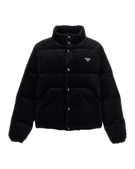 Prada Black Corduroy Down Jacket