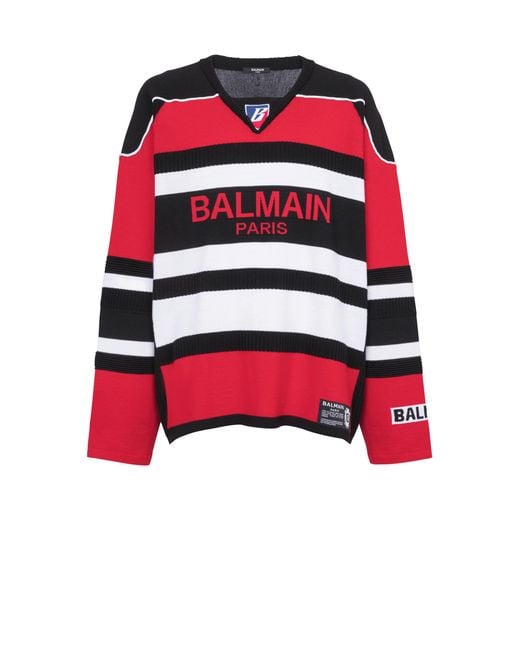 Balmain Red Boxy Sweater for men