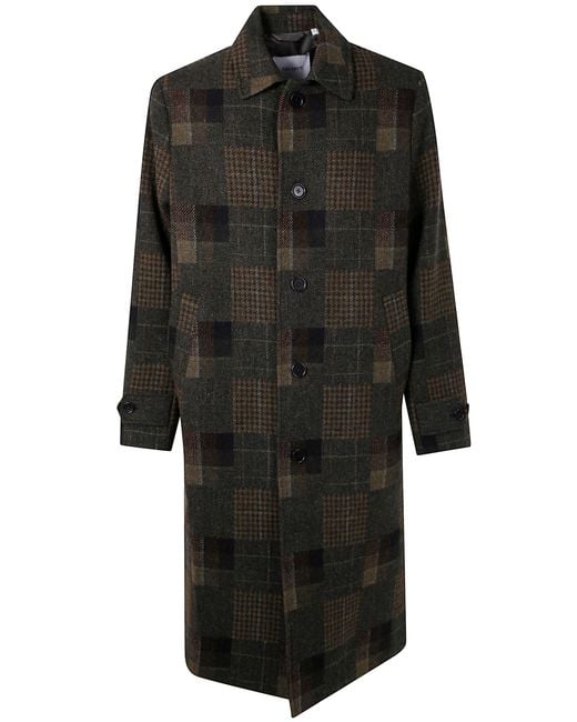 Les Deux Black "Maximilian" Patchwork Wool Coat for men
