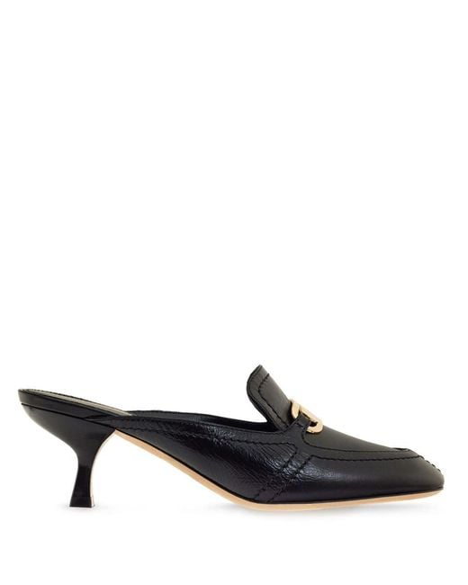 Ferragamo Black Crocodile-Effect Leather Flats