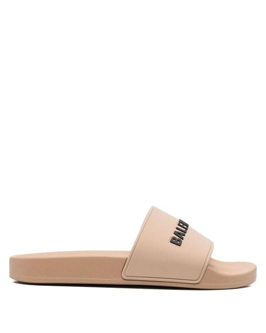 Balenciaga Natural Pool Slide Bal Logo