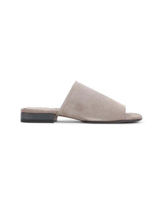 Brunello Cucinelli Multicolor Suede Flat Sandals