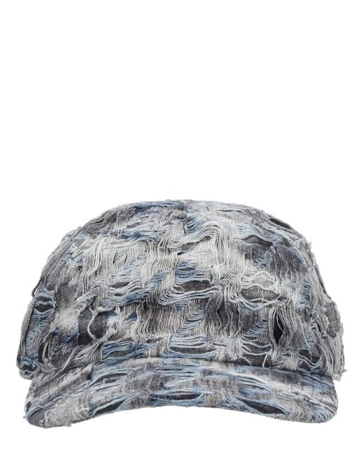 DIESEL Gray Distressed Baseball Hat for men