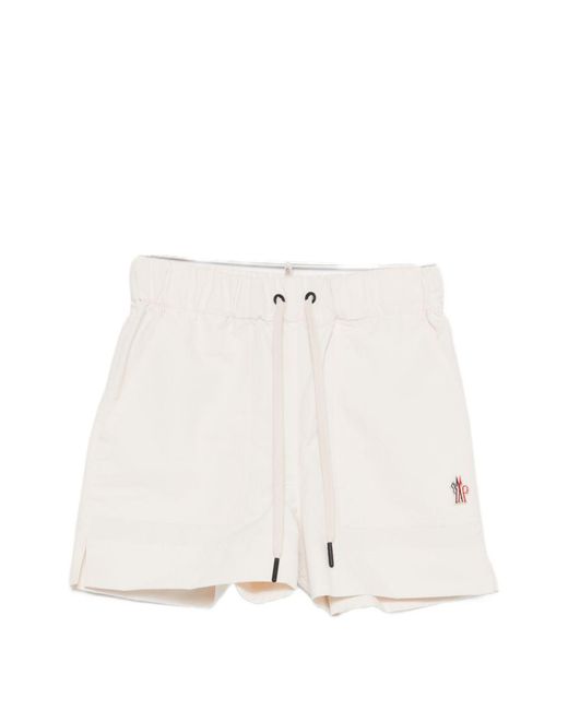 Moncler White Logo Drawstring Shorts