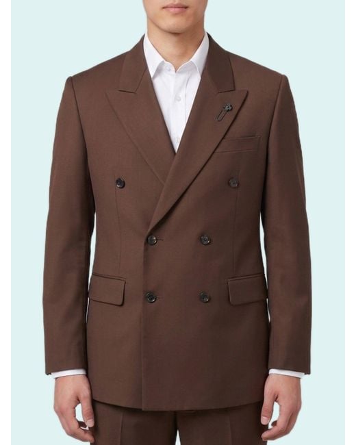 Lardini Brown Feeling Double-Breasted Jacket for men