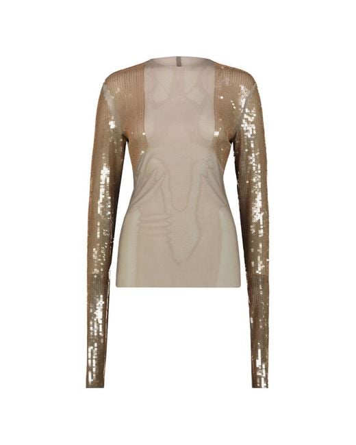 Rick Owens Natural Sequined Top