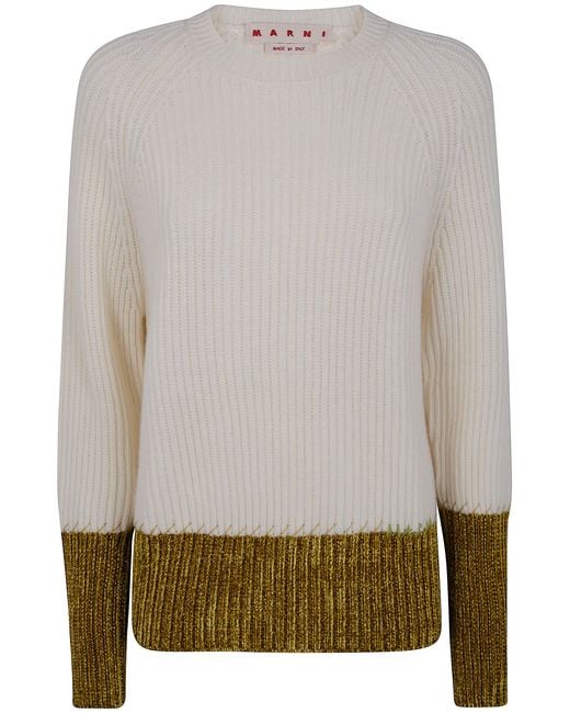 Marni Gray Ribbed Crew Wool Sweater