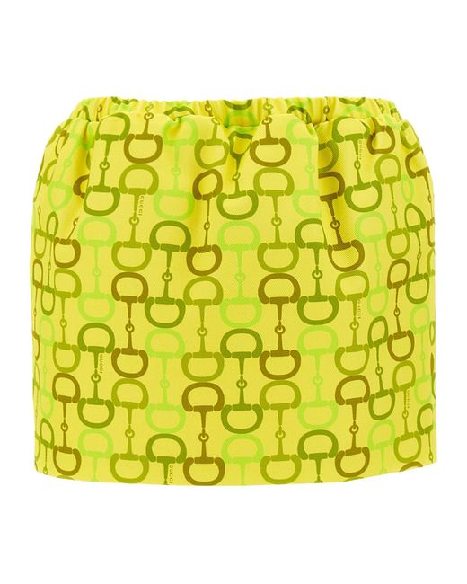 Gucci Yellow Printed Cotton Mini Skirt