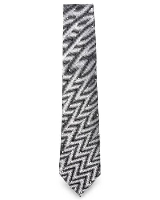 Tom Ford Gray Polka-Dot And Herringbone Pattern Silk Tie for men