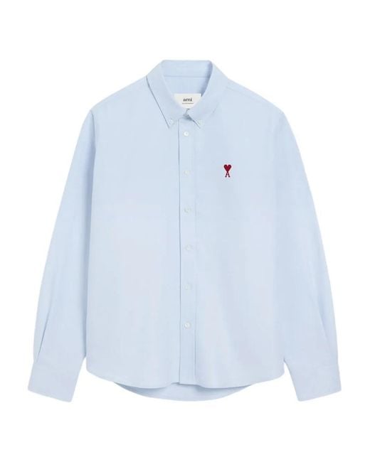 AMI Blue Sky Cotton Button-Down Shirt for men