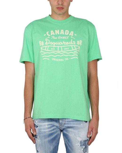 DSquared² Green Vibrant Logo Print Tee for men