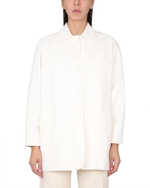 Max Mara White Classic Collar Button Closure Jacket