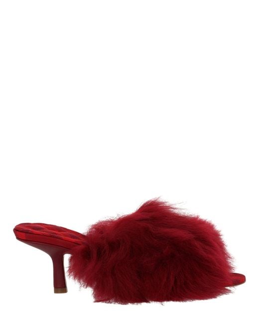Burberry Red Jackie Shearling Mules