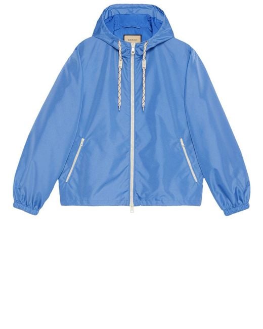 Gucci Blue Nylon Hooded Jacket For