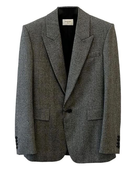 Saint Laurent Black Checked Single-Breasted Blazer for men