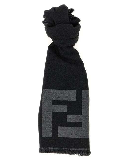 Fendi Black Ff Macro Scarf for men