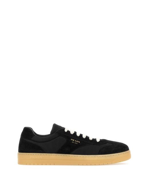 Prada Black Suede E Re-Nylon Sneakers for men