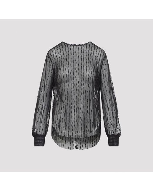 Alberta Ferretti Gray Tulle Blouse