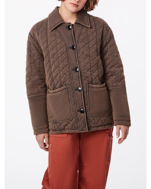 Bernie Quilted French Terry Trucker Jacket in Brown | Lyst