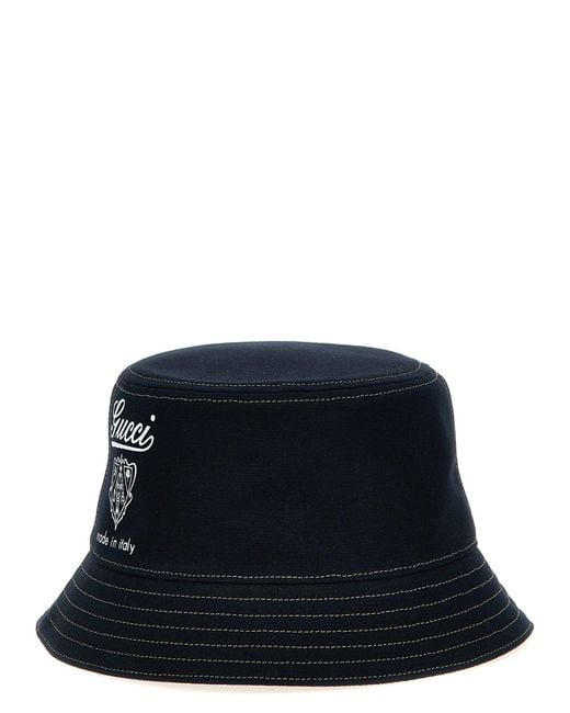 Gucci Black Coat Of Arms Bucket Hat for men
