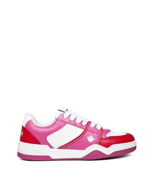 DSquared² Pink Spiker Leaf Logo Sneakers